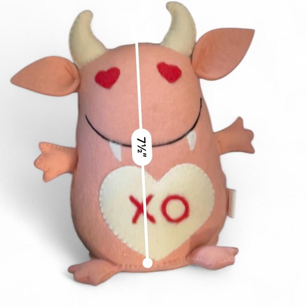 Pastel Pink Red Cream XO Hearts Monster Horns Creepycute Cutegoth Anniversary